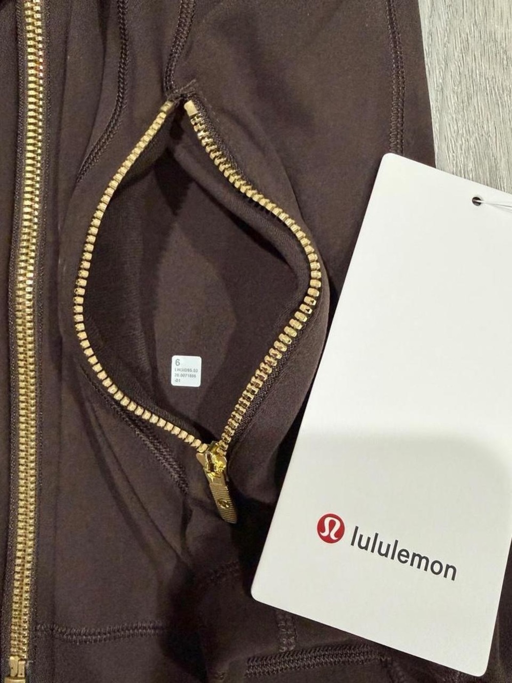 lululemon Define Jacket Nulu in Mahogany Muse Brown with Gold Accent Zippers. - Picture 10 of 11